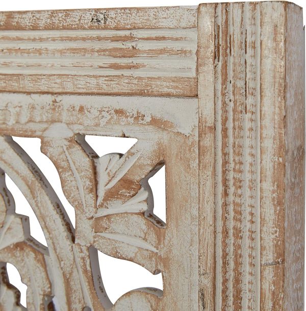 bulk purchase deco 79 mango wood floral handmade home wall decor intricately carved arabesque wall sculpture, wall art 12" x 1" x 36", cream trade price
