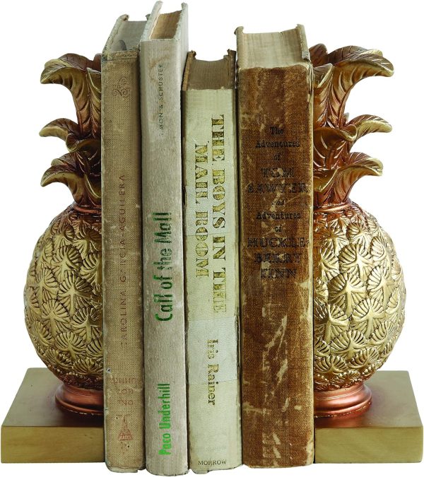 supplier direct creative co-op pineapple shaped gold resin bookends (set of 2 pieces) wholesale prices
