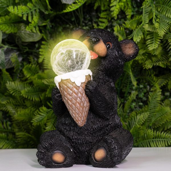 dropship from factory the roo - black bear solar light figurine - outdoor waterproof garden statue - animal garden decor light - solar lantern for outside - housewarming gifts - patio, yard, and lawn mass production supply