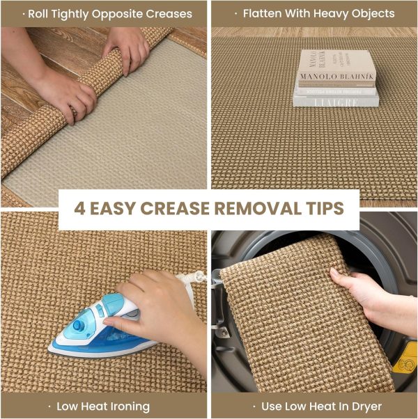 global sourcing iohouze small area rug 2'x3' washable boho rugs for entryway rubber backing kitchen rugs indoor outdoor doormat throw rug floor carpet for entrance kitchen bathroom, tan/brown oem/odm services