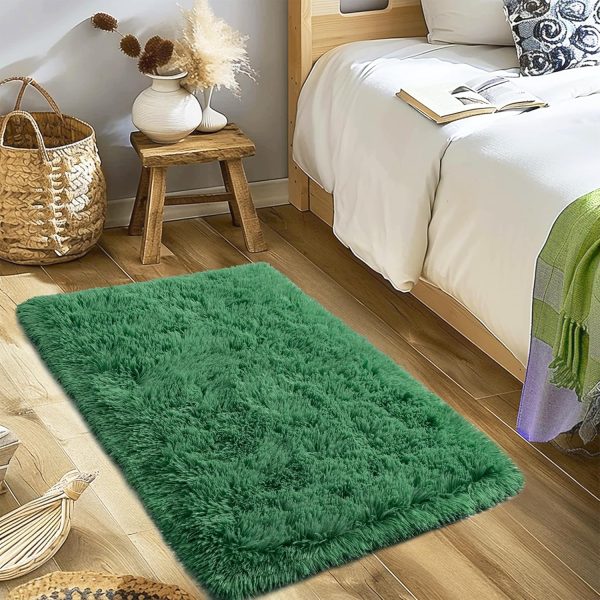 global sourcing small rugs for bedroom, 2x3 fluffy bedroom rug, soft fuzzy area rug for living room dorm, non slip shag rugs for girls boys bedroom, soft kids carpet, modern home decor aesthetic, dark green oem/odm services