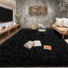 global sourcing tepook super soft fluffy rug for bedroom, modern shaggy rug fuzzy kids rug for living room, plush indoor nursery home decor rug with non-slip bottom, black, 4 x 6 feet oem/odm services