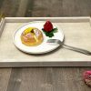 wholesale direct wv 17.8 * 11.8 “ ivory shagreen large serving tray, faux leather home decorative tray, coffee table ottoman tray with brushed gold stainless steel handle （ivory bulk purchase at factory prices