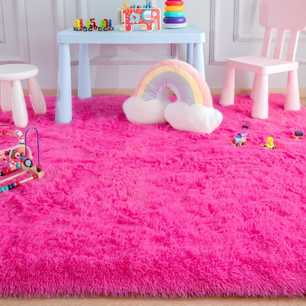 global sourcing foxmas soft fluffy area rugs for bedroom kids room plush shaggy nursery rug furry throw carpets for boys girls, college dorm fuzzy rugs living room home decorate rug, 2ft x 3ft, hot pink oem/odm services