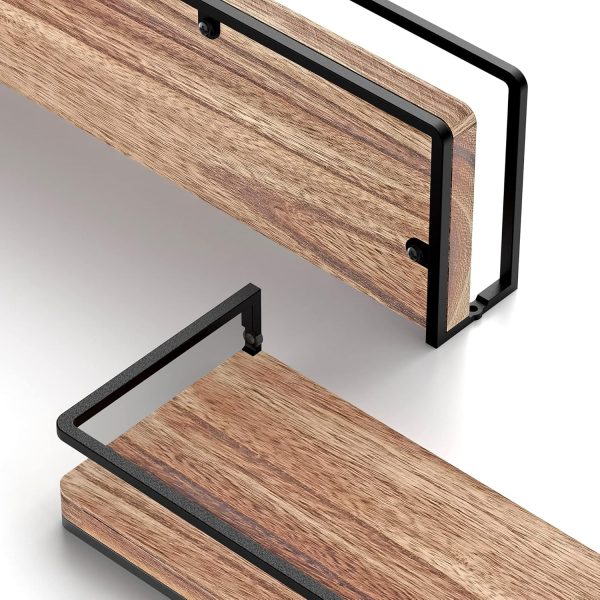 bulk purchase meangood floating shelves wall mounted set of 2, rustic wood wall storage shelves for bedroom,living room,bathroom, kitchen torched wood trade price