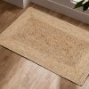 manufacturer direct jute braided natural rug 2’x3' -natural linen colour, hand woven & reversible for living room kitchen entryway rug, jute burlap braided rag rug 24x36 inch, farmhouse rag rug, rustic rug trade price