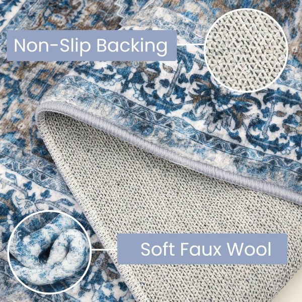 global sourcing kozyfly small area rug 2x3 ft rugs for entryway washable boho entry rug non slip door mat indoor entrance blue printed faux wool vintage printed kitchen rug throw rugs for entrance kitchen bathroom oem/odm services