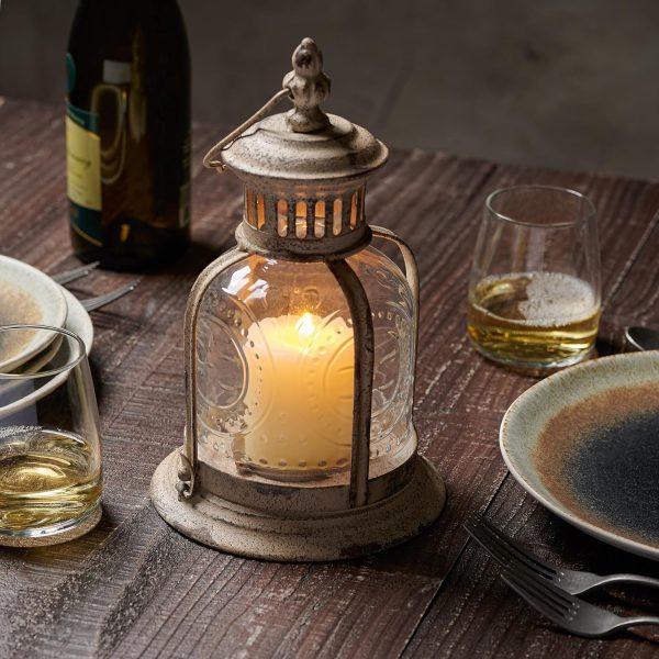 custom wholesale stonebriar antique white metal votive candle lantern with handle oem/odm services