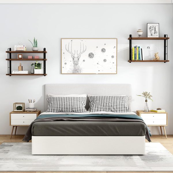 bulk purchase wall mounted floating shelves - rustic wall decor wood shelves for bedroom, living room, bathroom and kitchen storage, easy installation hanging shelves (5, brown) trade price