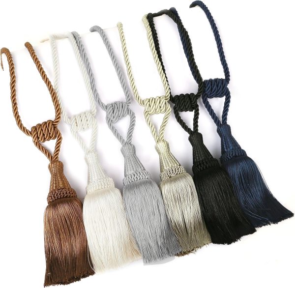 bulk purchase bel avenir curtain tiebacks handmade holdbacks for curtains drape decorative tie backs with tassels(black, 2 pack) factory discount