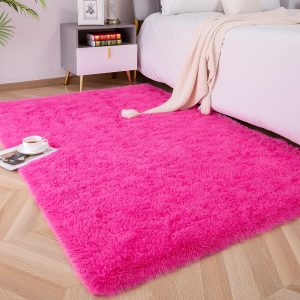 global sourcing foxmas soft fluffy area rugs for bedroom kids room plush shaggy nursery rug furry throw carpets for boys girls, college dorm fuzzy rugs living room home decorate rug, 2ft x 3ft, hot pink oem/odm services