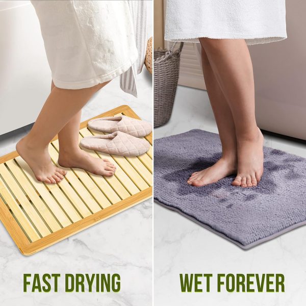 manufacturer direct serenelife heavy duty natural or shower floor foot platform rug with elevated design for water evaporation and non slip rubber feet for indoor outdoor use bamboo wood bathroom bath mat trade price