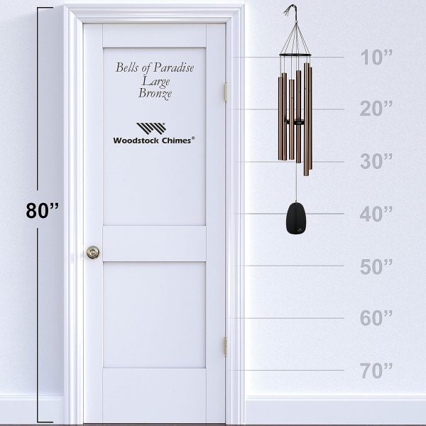 producer to buyer woodstock wind chimes for outside, outdoor decor, garden decor, patio decor, front porch decor, (44") bells of paradise wind chime, bronze gifts (bplbr) discounted pricing