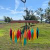producer to buyer blue handworks santa fe glass chime, sandblasted glass and found wood handcrafted wind chime discounted pricing