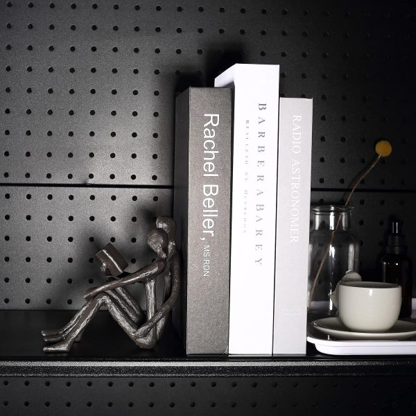 supplier direct ambipolar romantic reading couple bookshelf decor, cast iron bookend, aesthetic room decor, office desk decor, home decorative bookend for heavy books, satin black wholesale prices