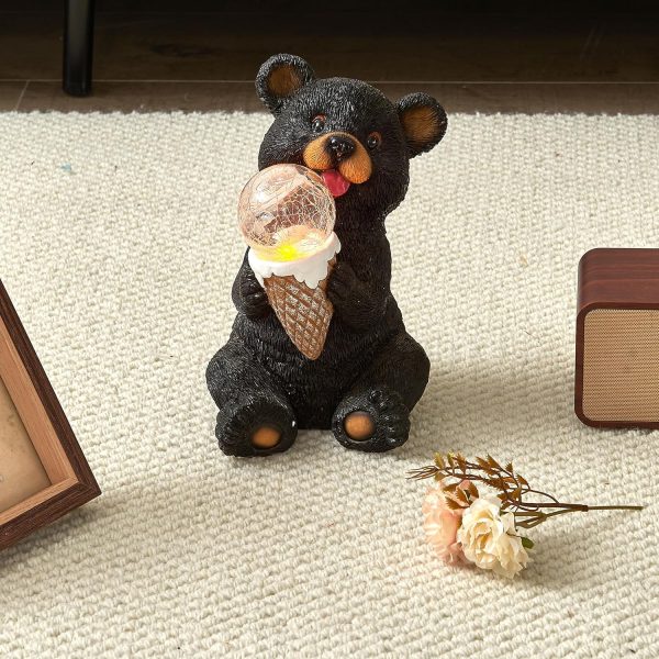 dropship from factory the roo - black bear solar light figurine - outdoor waterproof garden statue - animal garden decor light - solar lantern for outside - housewarming gifts - patio, yard, and lawn mass production supply