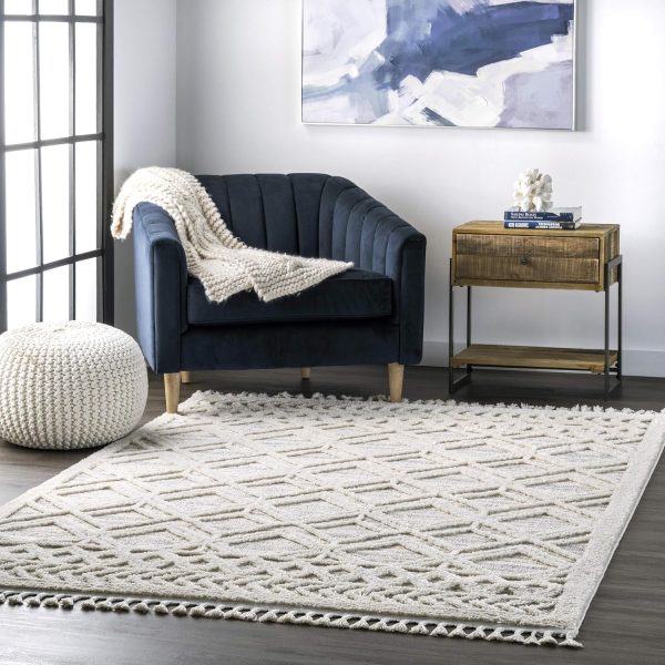 global sourcing nuloom 8x11 ansley moroccan tassel area rug, light grey, high-low textured bohemian design, plush high pile, stain resistant, for bedroom, living room, hallway, entryway oem/odm services