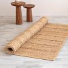 manufacturer direct homemonde handwoven 8'x10' jute area rug natural solid braided - eco friendly natural fiber - reversible farmhouse rug for living room, hallway, bedroom, dinning room, kitchen, office trade price