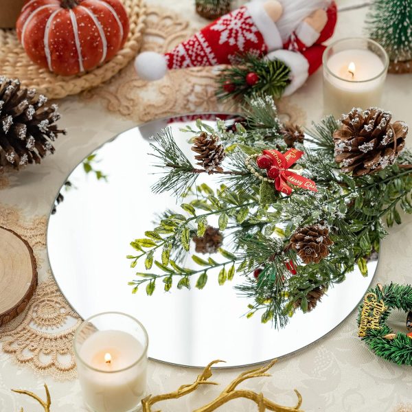 wholesale direct muzilife 10" round mirror candle plate set, 2 mm circle tables mirror trays - box of 12 glass candle plate set for table wedding centerpieces, party, festivals decor bulk purchase at factory prices