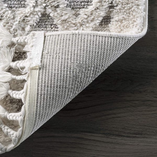 global sourcing nuloom 8x11 ansley moroccan tassel area rug, light grey, high-low textured bohemian design, plush high pile, stain resistant, for bedroom, living room, hallway, entryway oem/odm services