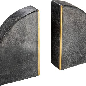 supplier direct creative co-op boho arched semicircle marble brass detail, set of 2, black bookend wholesale prices