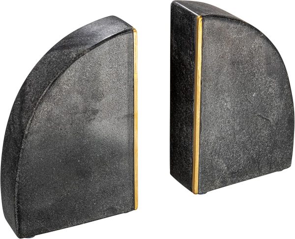 supplier direct creative co-op boho arched semicircle marble brass detail, set of 2, black bookend wholesale prices