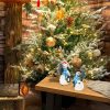 dropship from factory istatue resin snowmen figurines with lighted christmas tree and wreath 5'' - set of 2 battery operated - holiday decorations home decor (snowman) mass production supply