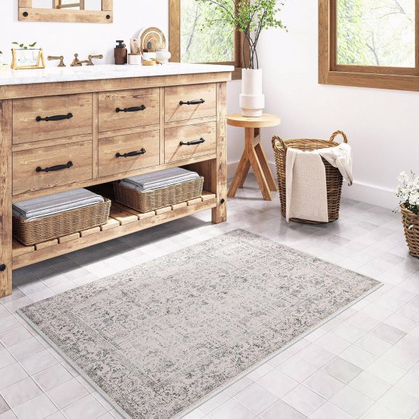 global sourcing grey area rug 2x3 entryway rug kitchen vintage living room carpet indoor bedroom rug washable distressed rug gray floral door mat retro accent throw rug for office dining room bathroom oem/odm services