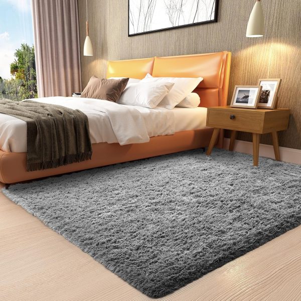 global sourcing ophanie 3x5 rug, bedside preppy dorm area rug, college essentials non slip grey small carpets for bedroom, anti slip fluffy gray living room rugs home decor aesthetic, nursery oem/odm services