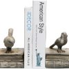 supplier direct mygift vintage white resin decorative bookends for heavy books with bird and book design, 1 pair wholesale prices