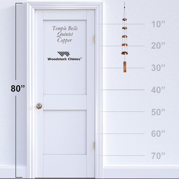 producer to buyer woodstock wind chimes for outside, garden decor, outdoor & patio decor (32") wind bell style wind chimes, garden decor for outside, temple bells quintet copper (tb5c) discounted pricing