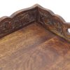 wholesale direct hand carved wooden serving tray - decorative breakfast tray with handles - rustic wooden food tray with intricate detail - unique furnishing accent - natural finish - 17 x 13 x 2.5 inch - cotton craft bulk purchase at factory prices
