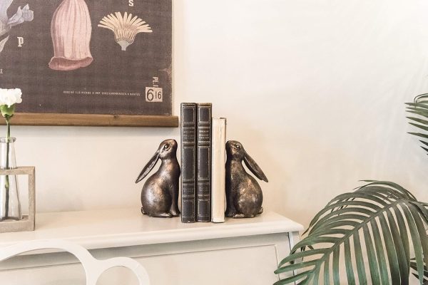 supplier direct creative co-op decorative resin rabbit bookends, bronze, set of 2 wholesale prices
