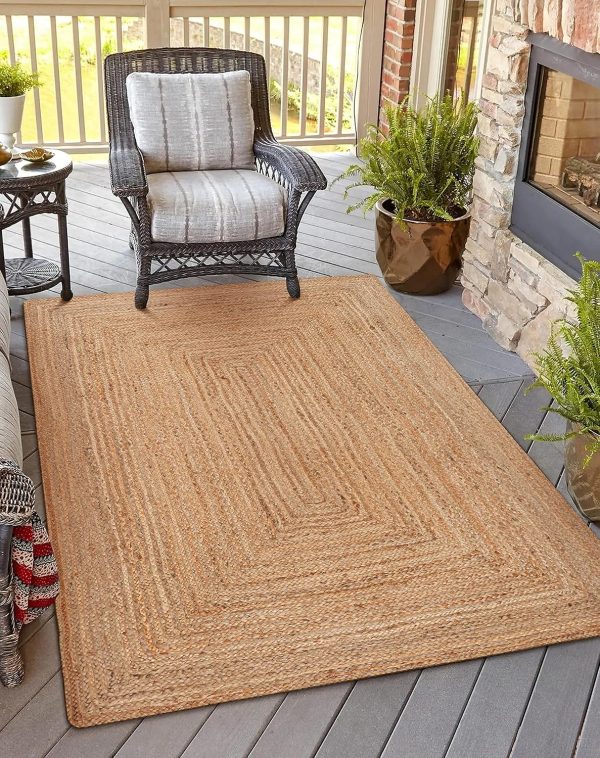 manufacturer direct homidate jute braided rug 4x6 ft, tightly braided chindi and jute rug, reversible,durable,sustainable rug pad, shag rugs for bedroom, floor rug, bedroom rugs, jute kitchen rug-48x72 natural trade price