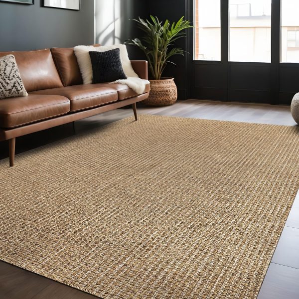manufacturer direct easy jute rugs 9x12 natural color living room indoor outdoor area rug for farmhouse patio and kitchen rug high traffic washable easy to clean solid boho woven design outside carpet (9 x 12) trade price