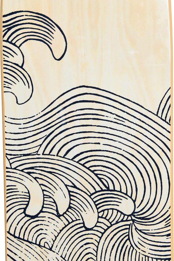 bulk purchase creative co-op coastal decorative surfboard wall décor for living room; contemporary wave design overlaid on light natural wood, 65.5" trade price