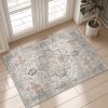 global sourcing genimo area rug 2x3 doormat, machine washable low pile rugs, small retro chenille entryway mat for entrance, hallway, kitchen and corridor, light taupe brown oem/odm services