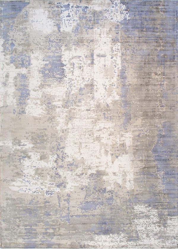 manufacturer direct pasargad home mirage bamboo silk abstract area rug - hand-loomed grey/blue rugs for living room, bedroom, home, 5' 0" x 8' 0" trade price