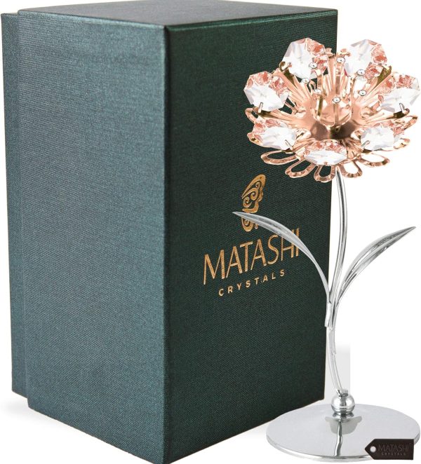dropship from factory matashi crystal sunflower figurine, rose gold plated crystal figurines table centerpiece – decorative crystal flower figurines perfect for home decor or special occasions mass production supply
