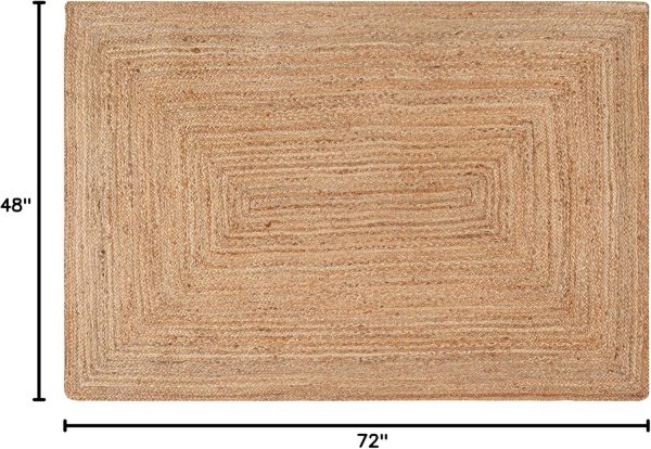 manufacturer direct homidate jute braided rug 4x6 ft, tightly braided chindi and jute rug, reversible,durable,sustainable rug pad, shag rugs for bedroom, floor rug, bedroom rugs, jute kitchen rug-48x72 natural trade price