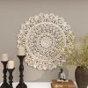 bulk purchase deco 79 wood floral handmade home wall decor intricately carved mandala wall sculpture, wall art 35" x 2" x 35", white trade price