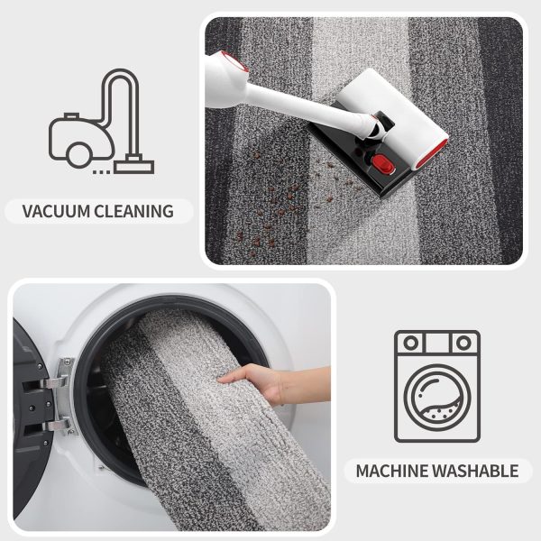 global sourcing kitinjoy indoor door mat, 32x20 non-slip absorbent dirt trapper entrance mat, low-profile washable inside floor mat, sturdy soft entry doormats for entryway, grey oem/odm services