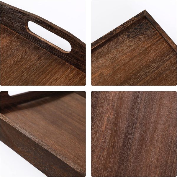 wholesale direct wooden serving tray-one piece set of rectangular shape wood coffee table with cut out handles,kitchen trays for party,serving pastries,eating,snacks,mini bars bulk purchase at factory prices