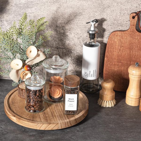 wholesale direct wood lazy susan organizer kitchen turntable for cabinet farmhouse bathroom decor round decorative tray for vanity, counter, sink, coffee table, 10 inch, brown bulk purchase at factory prices