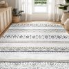 manufacturer direct bestsweetie 8x10 area rug for living room washable rug moroccan farmhouse neutral geometric soft low pile non-slip water repellent rug for dining room bedroom black/brown/navy trade price