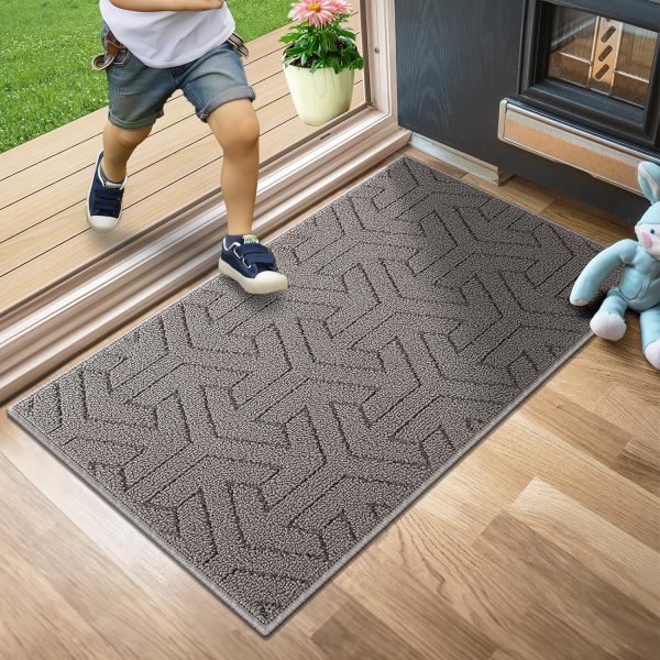 global sourcing villsure door mat, front doormats, non-slip entryway mats resist dirt, washable low pile floor door mats for home, entrance, inside, patio, grey, 19.5"x31" oem/odm services