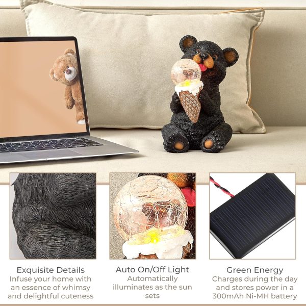 dropship from factory the roo - black bear solar light figurine - outdoor waterproof garden statue - animal garden decor light - solar lantern for outside - housewarming gifts - patio, yard, and lawn mass production supply