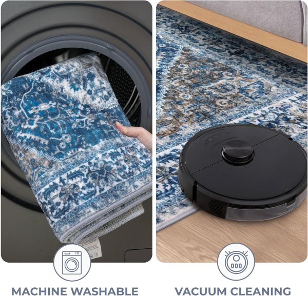 global sourcing kozyfly small area rug 2x3 ft rugs for entryway washable boho entry rug non slip door mat indoor entrance blue printed faux wool vintage printed kitchen rug throw rugs for entrance kitchen bathroom oem/odm services