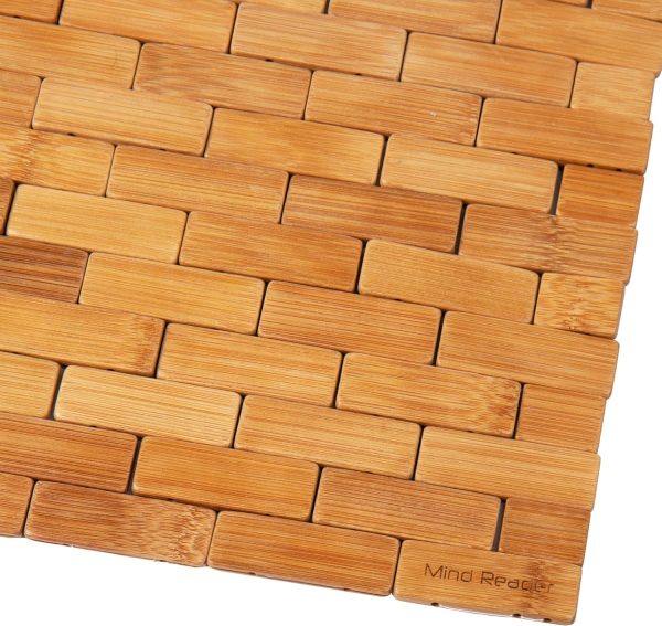manufacturer direct mind reader bath mat, shower mat, bathtub mat, bathroom accessory, wood, rayon from bamboo, 23.5"l x 16.5"w x 0.4"h, brown trade price