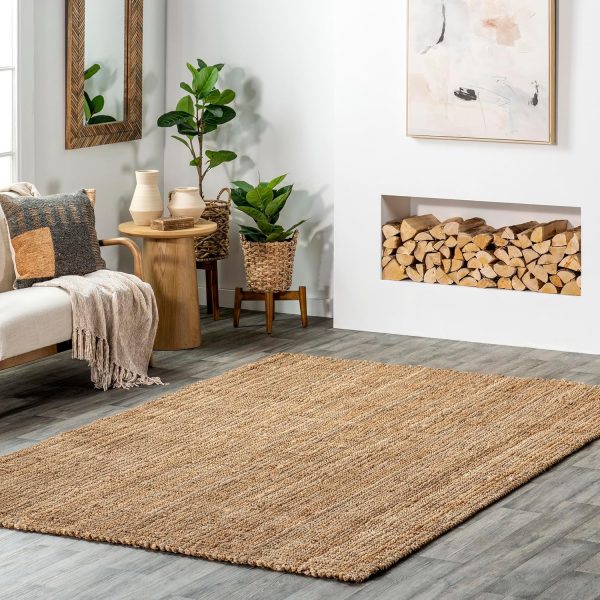 manufacturer direct nuloom ashli solid farmhouse jute accent rug, 2x3, natural trade price